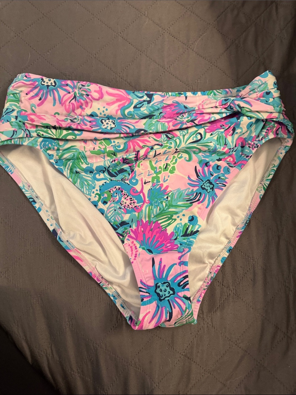 Lilly Pulitzer Pink, Teal & Blue Floral High-Waist Swim Bottoms